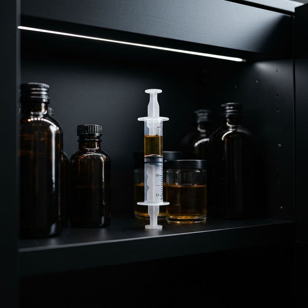 FECO oil storage in syringe - finished full extract cannabis oil